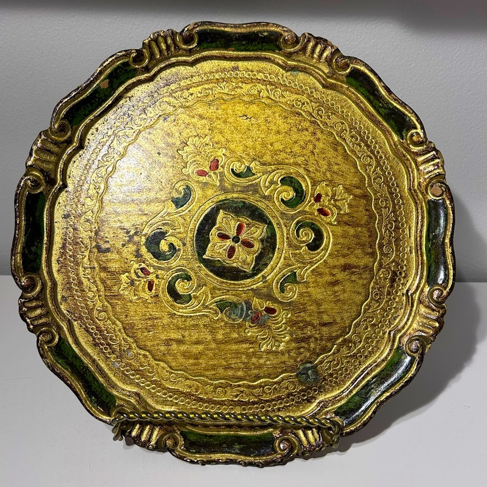Vintage Florentine Hand Painted Tray Platter